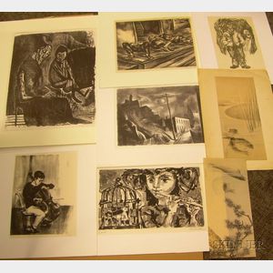 Lot of Eight Unframed Prints