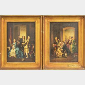 Pair of French Oil on Canvas Genre Scenes