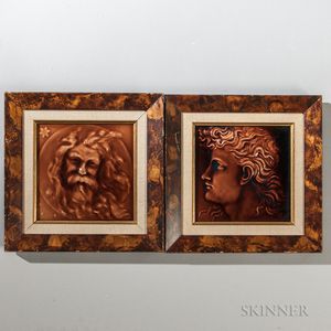 Two Framed International Tile and Trim/Kensington Art Tile Co. Art Pottery Portrait Tiles
