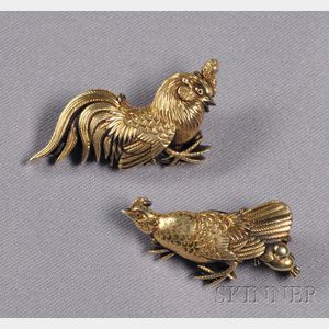 Pair of Gold Brooches