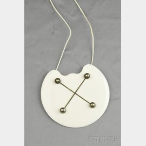 Plastic and Silvertone Metal Pendant Necklace, Gio Pomodoro, Gem Montebello