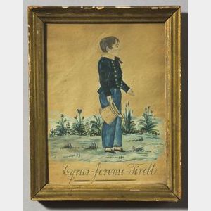 Attributed to Joseph H. Davis (American, active 1832-1837) Portrait of Cyrus Jerome Tirell.