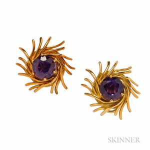 18kt Gold and Amethyst Earclips, Schlumberger