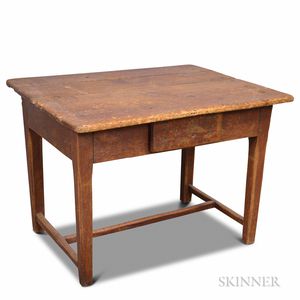 Rustic Oak and Pine One-drawer Tavern Table