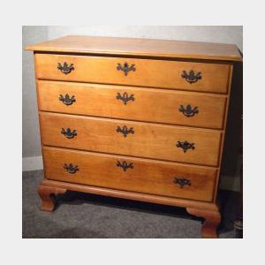 Chippendale-style Maple and Birds-eye Maple Four-Drawer Bureau.