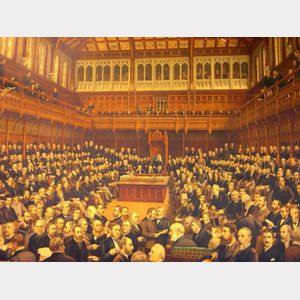 19th/20th Century Chromolithograph Depicting British Parliament