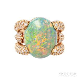 18kt Gold, Opal, and Diamond "Sabi" Ring, Henry Dunay