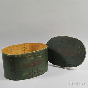 Paint-decorated Oval Hat Box
