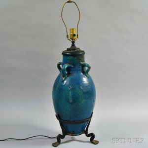 Pottery Vase Converted to Lamp