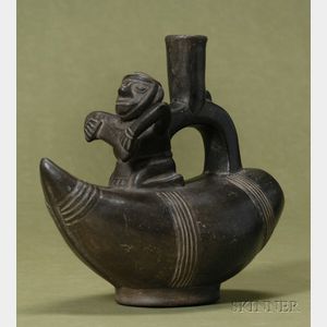 Pre-Columbian Stirrup Spout Pottery Vessel
