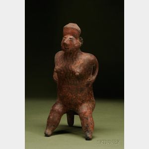 Pre-Columbian Painted Female Pottery Figure