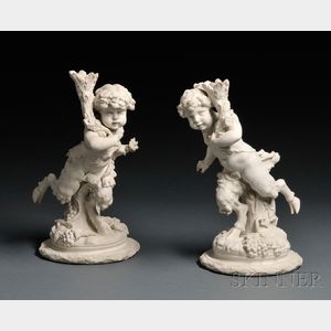Pair of Wedgwood White Jasper Figural Candleholders
