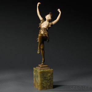 Georges Omerth (French, fl. 1895-1925) Bronze and Ivory Figure of a Female Jester
