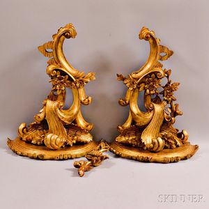 Pair of Rococo-style Carved Giltwood Wall Brackets