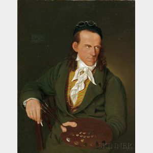 American School, 19th Century Portrait, Possibly a Self Portrait, of an Artist with Palette