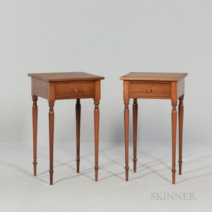 Pair of Helmley & Sons Co. Federal-style Maple One-drawer Tables