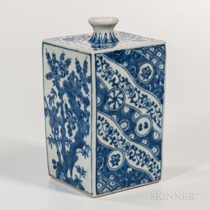 Square Blue and White Wine Bottle