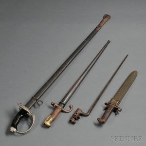 German Sword and Three Bayonets