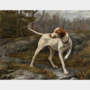 Alexander Pope (American, 1849-1924) Pointer on Duty in the Woods