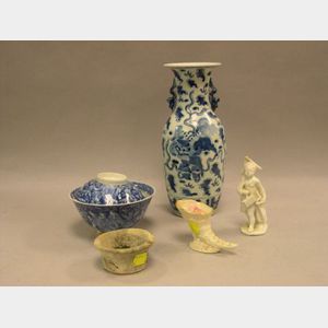 Chinese Bowl, Bowl and Cover, Vase, Lenox Porcelain Cornucopia, and an Austrian Porcelain Figure of a Boy.