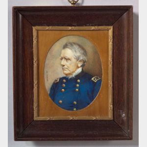 American School, 19th Century Miniature Portrait of General John Adams Dix.