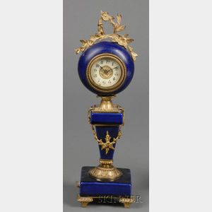 Louis XVI-style Cobalt Glazed Faience and Ormolu Mounted Timepiece