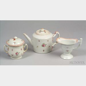 Three Chinese Export Porcelain Tea Items