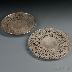 Two Sterling Silver Cake Plates