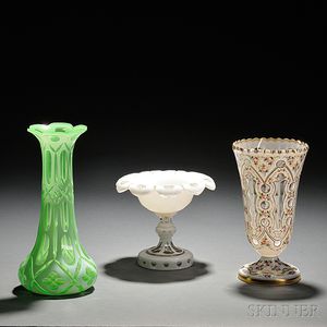 Three White-cased Glass Items