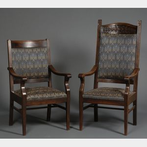 Two Continental Arts & Crafts Mahogany Dining Chairs