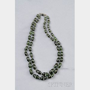 Art Deco Green Tourmaline and Rock Crystal Double Strand Necklace