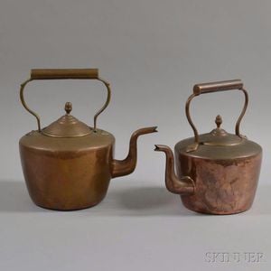 Two Copper Teakettles