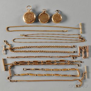 Gold Pocket Watch Chains and Cases