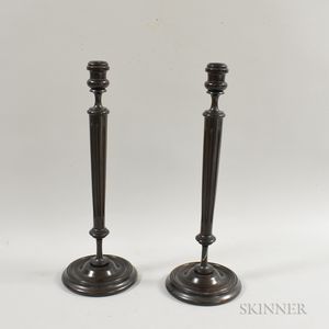 Pair of Pressed Wood Candlesticks