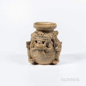 Small Celadon-glazed Stoneware Figural Vase