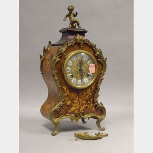 Louis XV Style Ormolu Mounted Marquetry Mantel Clock