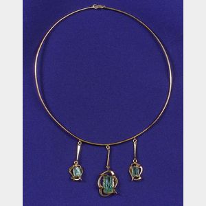 18kt Gold and Green Beryl Necklace