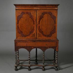 William and Mary-style Marquetry Cabinet-on-stand
