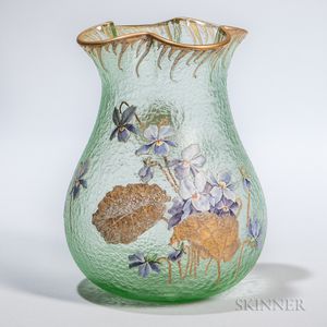 Mont Joye Decorated Glass Vase