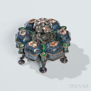 Indian Silver and Enamel Spice Box