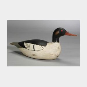 Carved and Painted American Merganser Drake Decoy