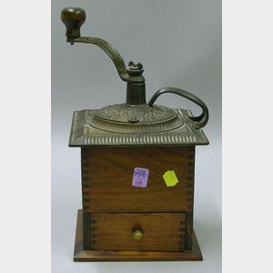 Imperial Arcade Mfg. Co. Cast Iron and Wooden Coffee Grinder.