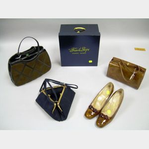 Two Vintage Purses and a Vintage Brown Patent Leather Purse with Matching Pumps.