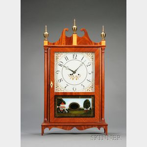 Mahogany Reproduction Pillar and Scroll Clock by Elmer O. Stennes