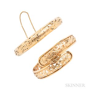 Two Ming's 14kt Gold Bangle Bracelets