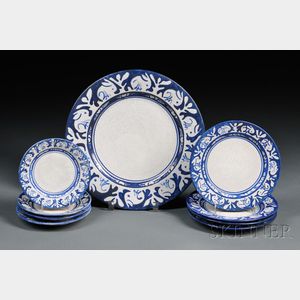 Nine Dedham Pottery Rabbit Plates