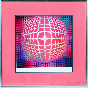 Framed Photographic Reproduction After Vasarely. 