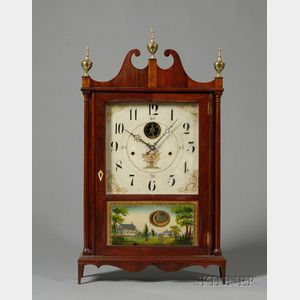 Mahogany Off-Center Pillar and Scroll Clock by Seth Thomas