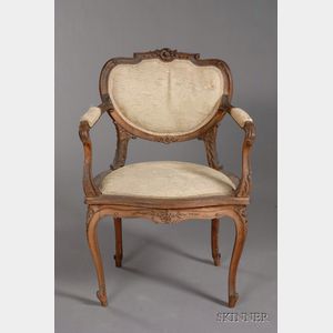 Louis XV Carved Beechwood Fauteuil