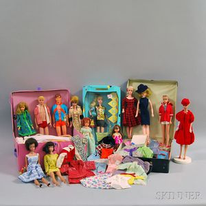 Group of Vintage Barbie Dolls and Related Dolls, Clothing, Carrying Cases, and Accessories